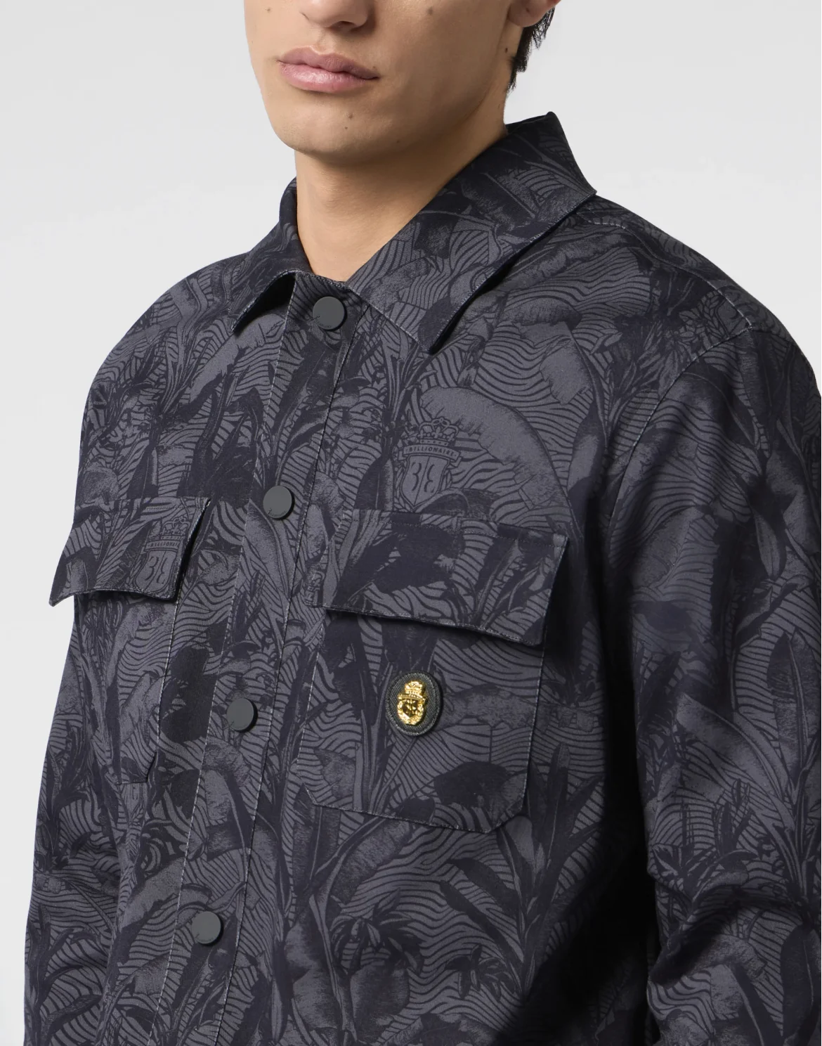 Canvas Overshirt Palms All-Over, цвет: Черный