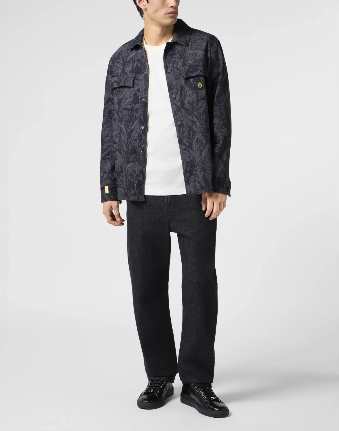 Canvas Overshirt Palms All-Over, цвет: Черный