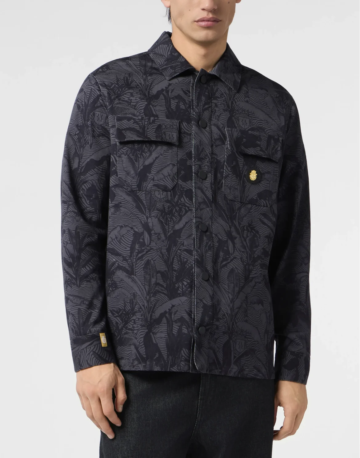 Canvas Overshirt Palms All-Over, цвет: Черный