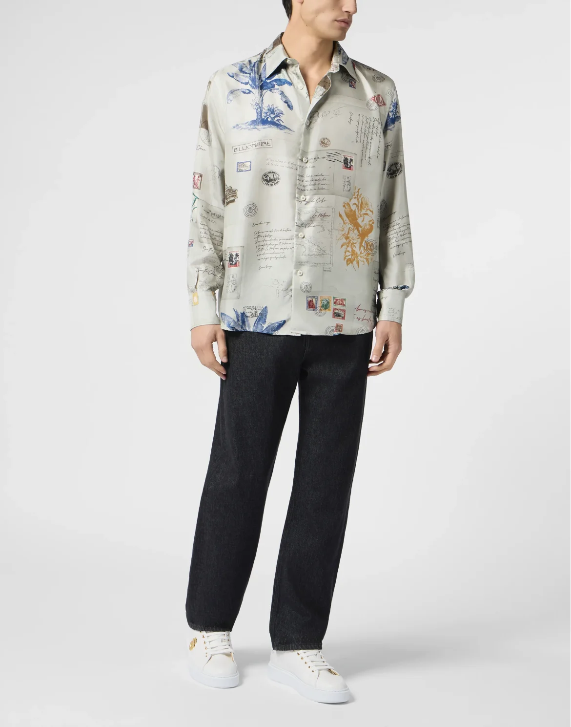 Printed Silk Shirt Letter, цвет: Бежевый