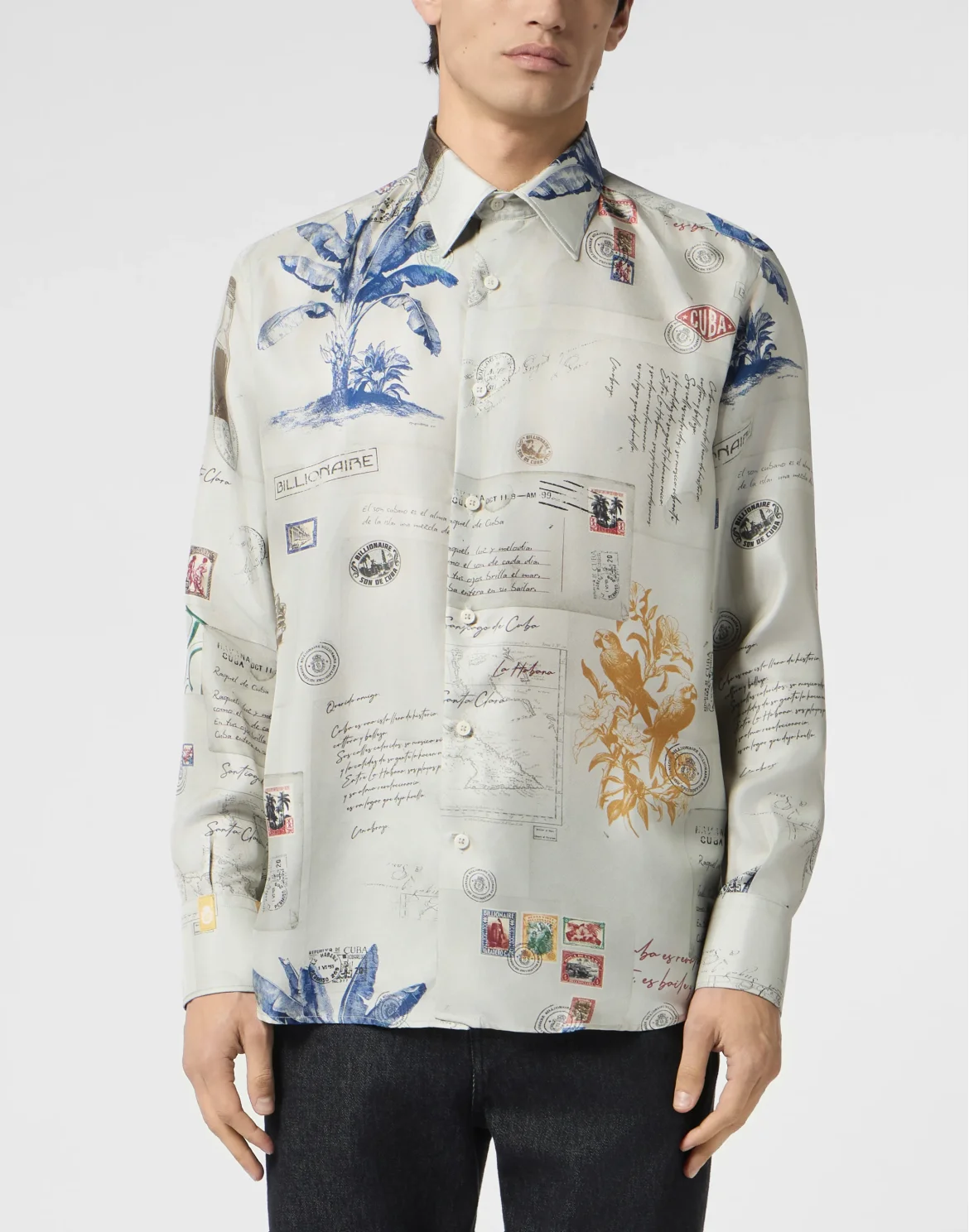 Printed Silk Shirt Letter, цвет: Бежевый