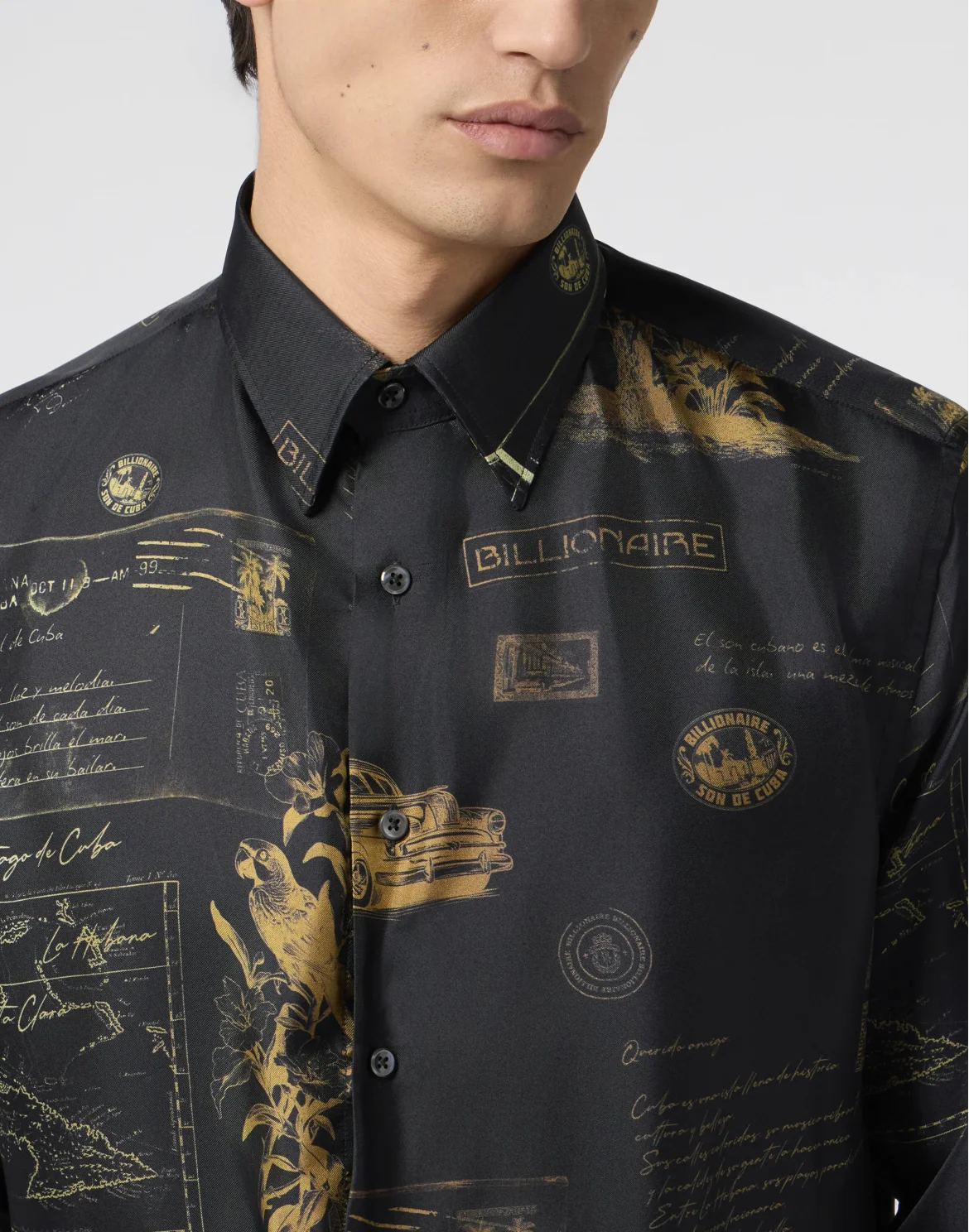 Printed Silk Shirt Letter, цвет: Черный