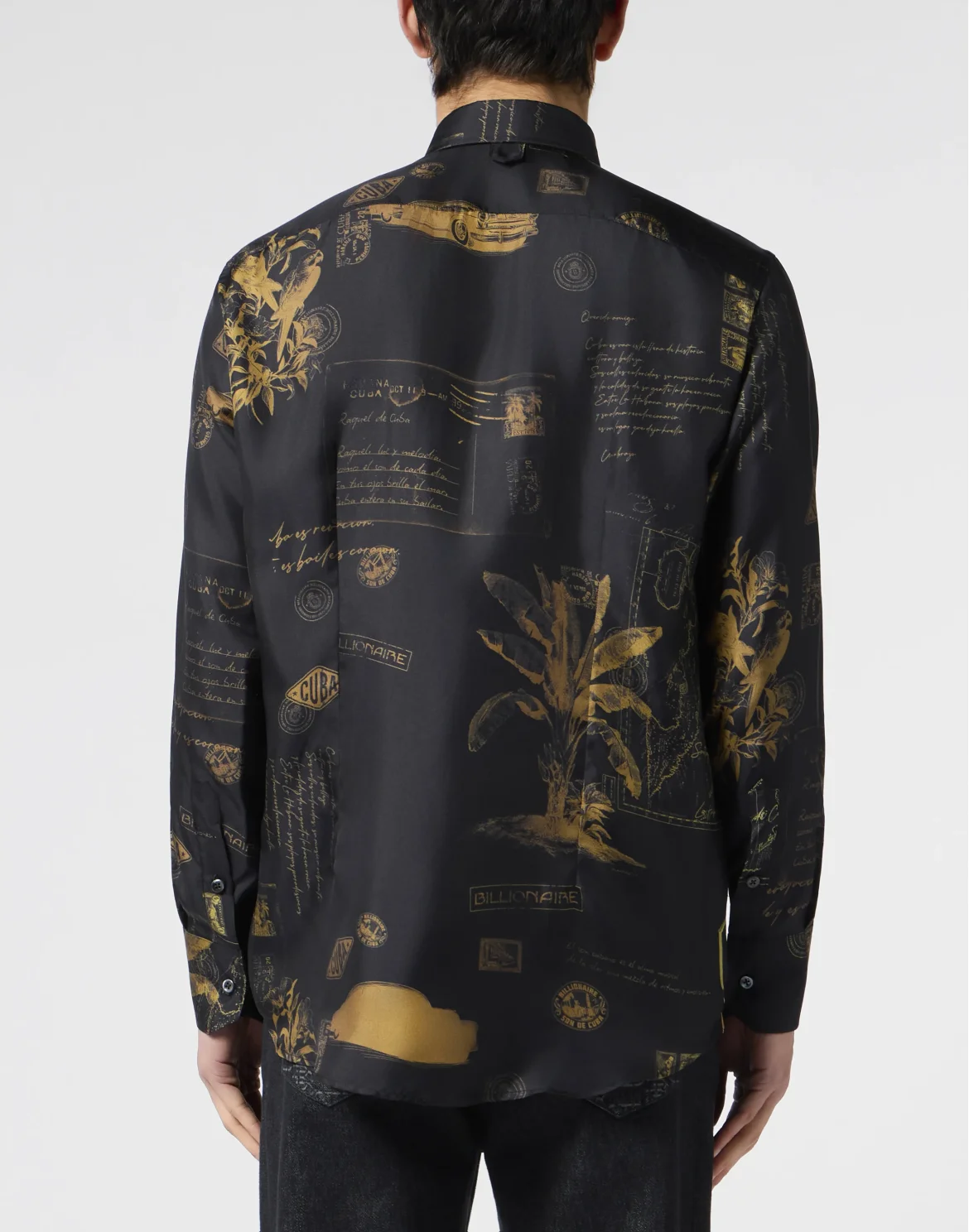 Printed Silk Shirt Letter, цвет: Черный