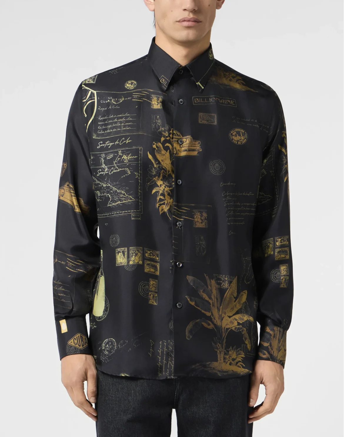 Printed Silk Shirt Letter, цвет: Черный