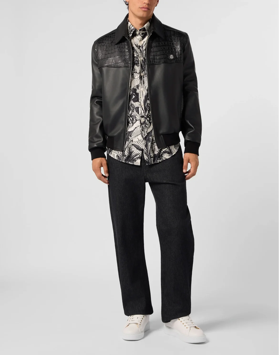 Printed Silk Shirt Palms All-Over, цвет: Бежевый