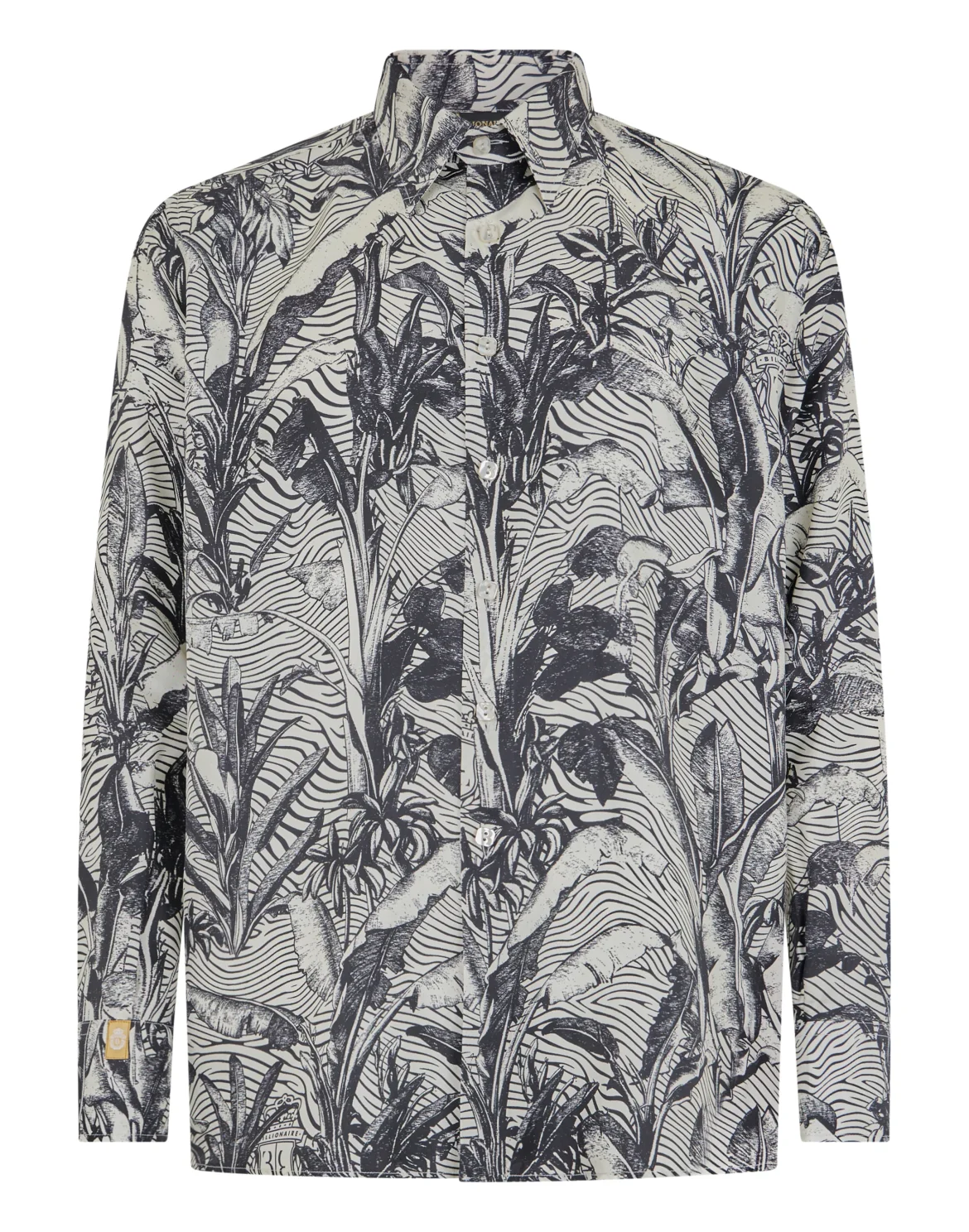 Printed Silk Shirt Palms All-Over, цвет: Бежевый