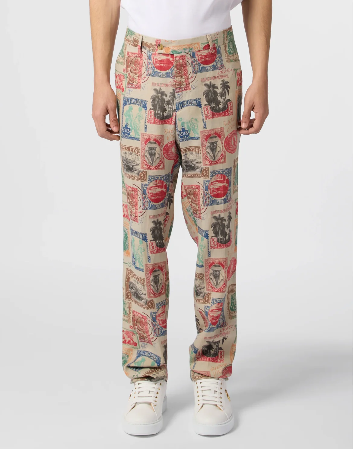 Printed Linen Trousers, цвет: Мультиколор