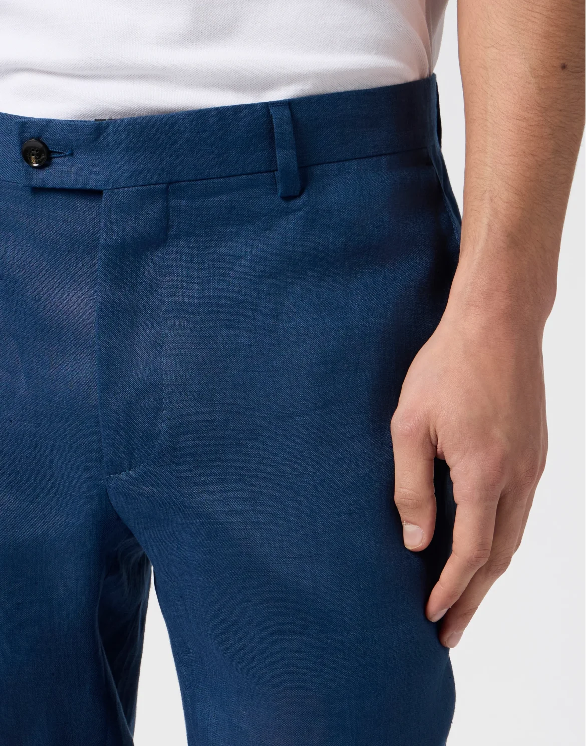 Linen Relaxed Fit Trousers, цвет: Синий