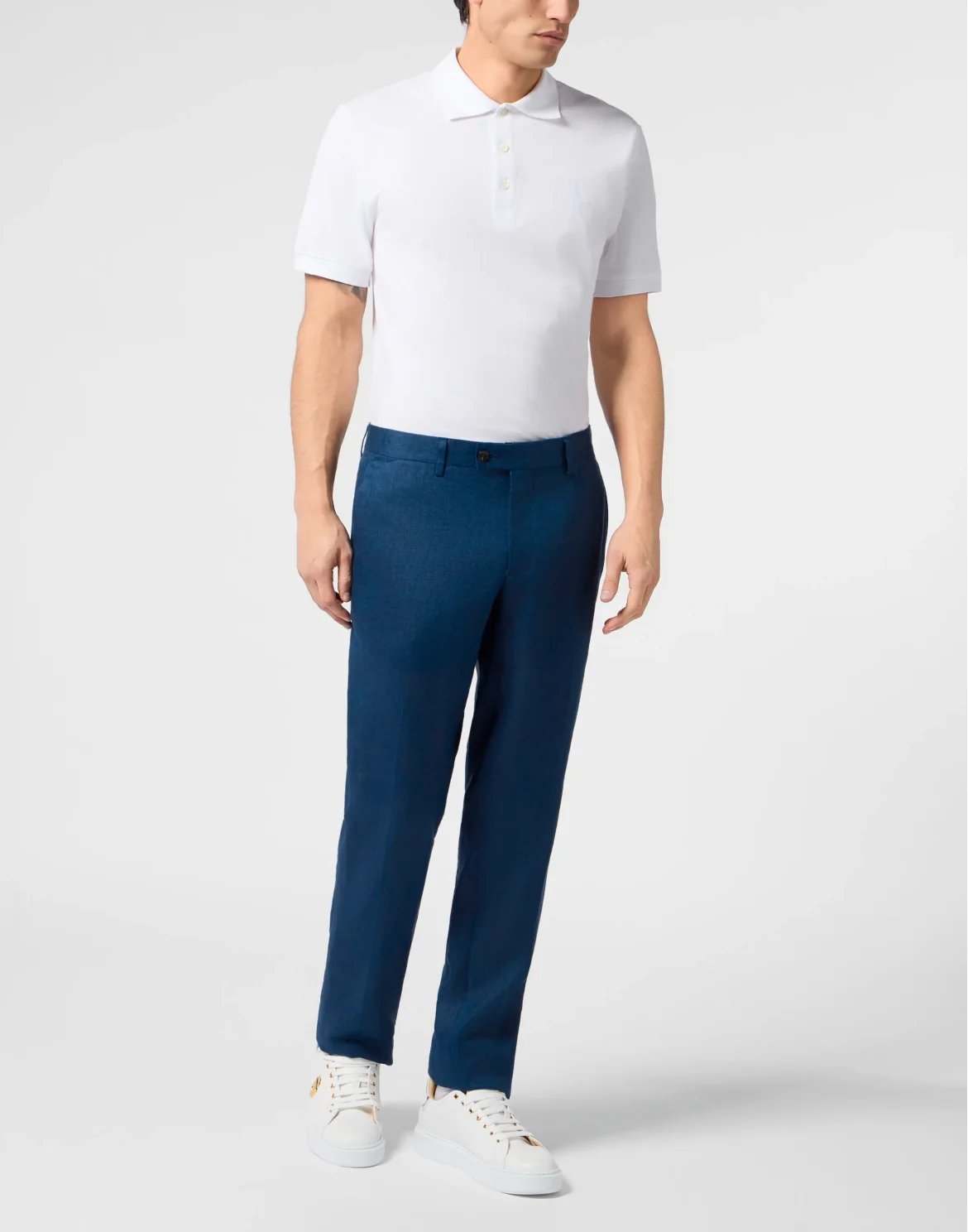 Linen Relaxed Fit Trousers, цвет: Синий