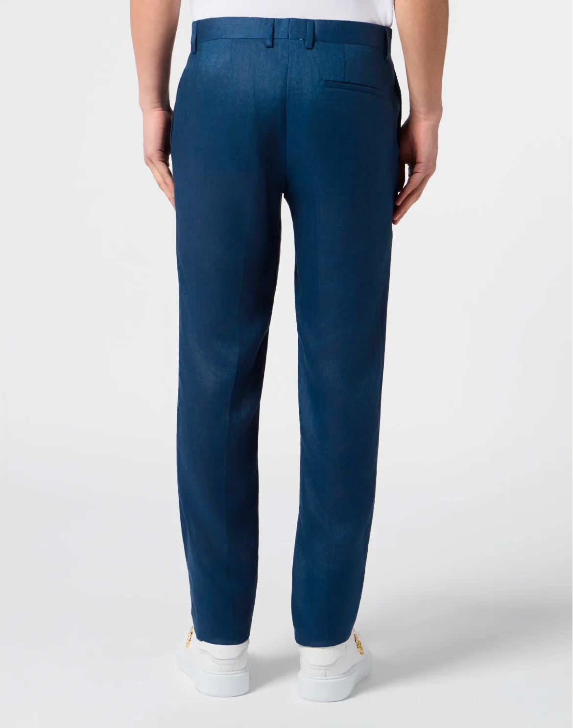 Linen Relaxed Fit Trousers, цвет: Синий