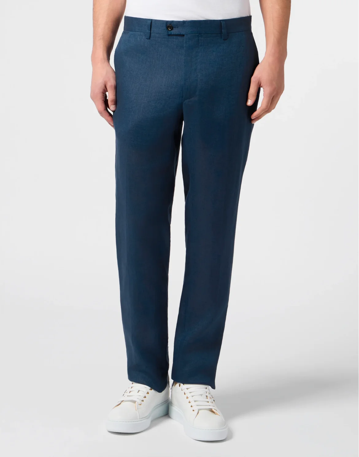 Linen Relaxed Fit Trousers, цвет: Синий