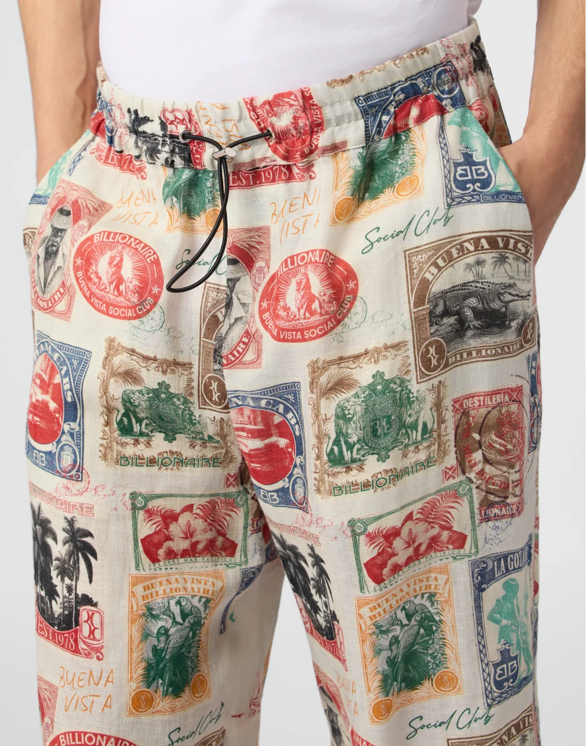 Printed Linen Shorts Stamps, цвет: Мультиколор