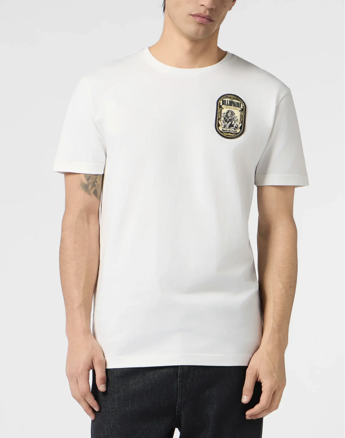 Round-Neck T-Shirt Lion Patch, цвет: Бежевый
