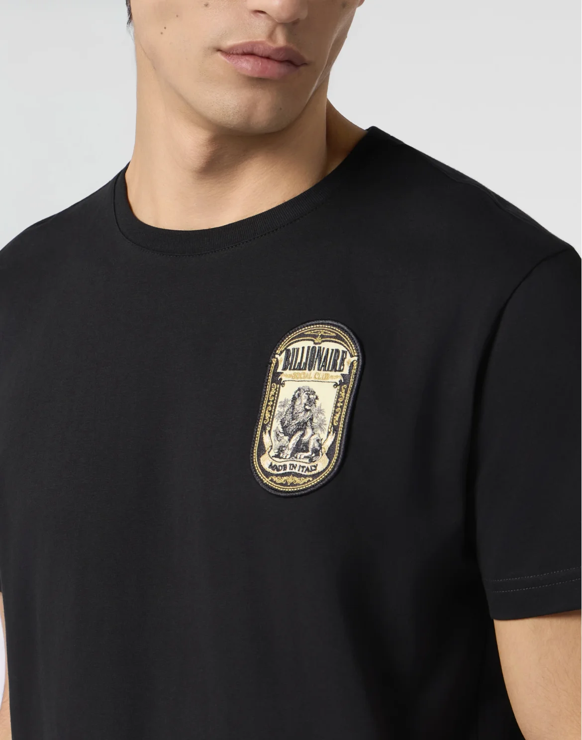 Round-Neck T-Shirt Lion Patch, цвет: Черный