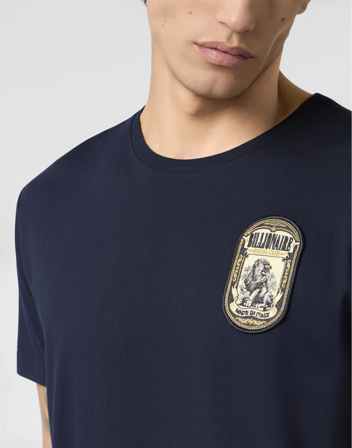 Round-Neck T-Shirt Lion Patch, цвет: Синий