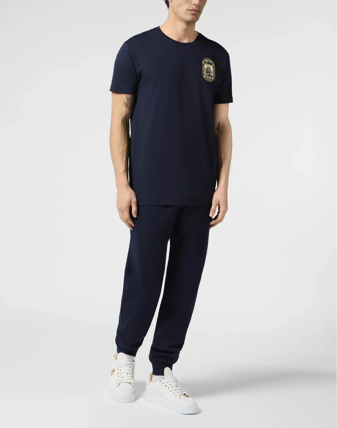 Round-Neck T-Shirt Lion Patch, цвет: Синий