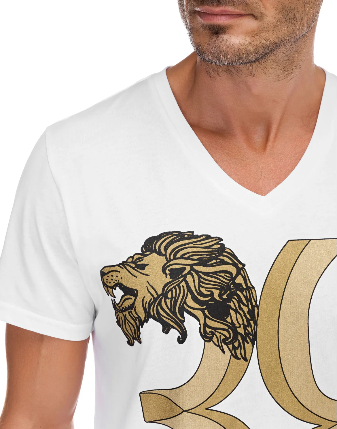 T-shirt V-Neck SS Double Lion, цвет: Белый