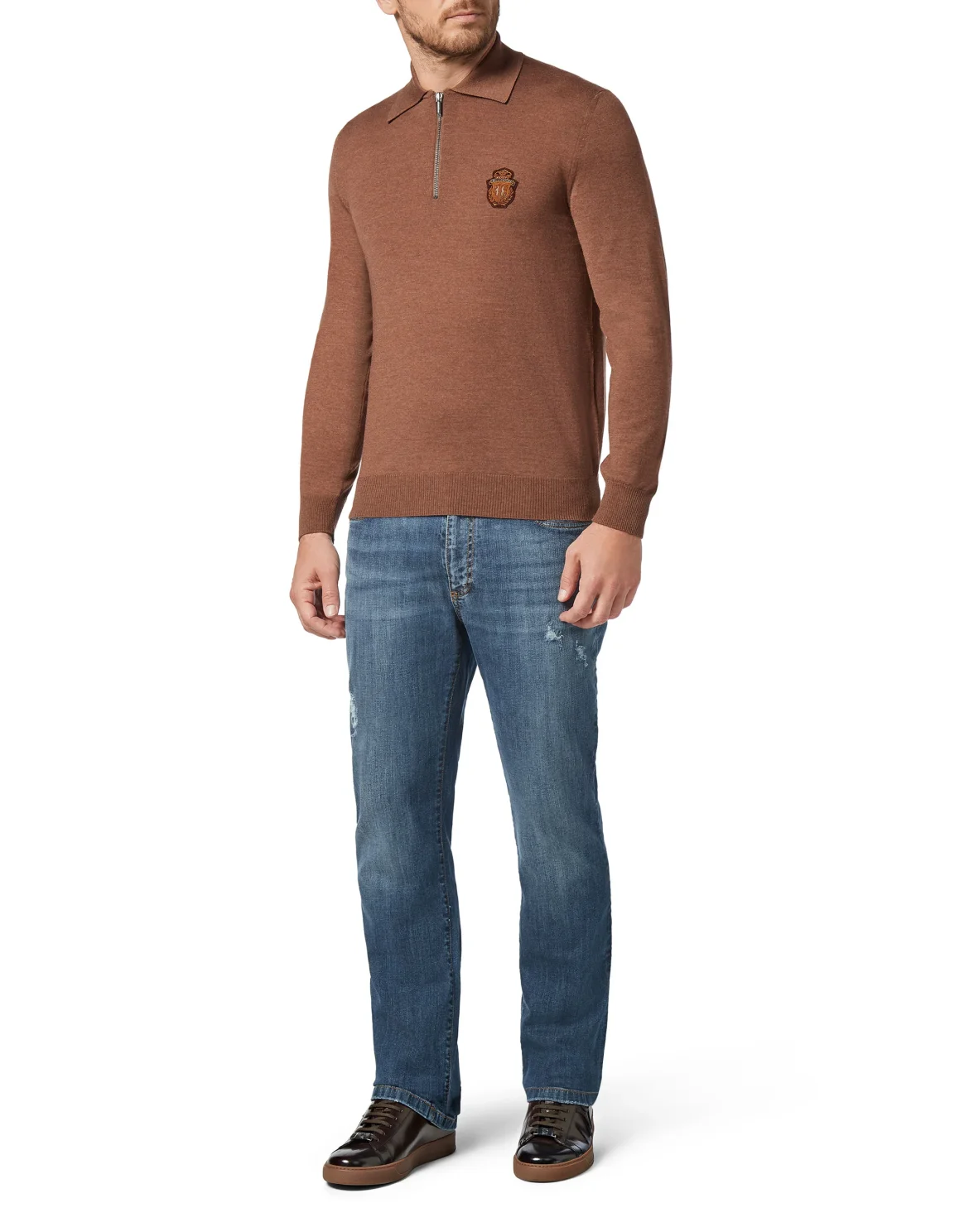 Pullover Polo-Neck LS Crest, цвет: Коричневый