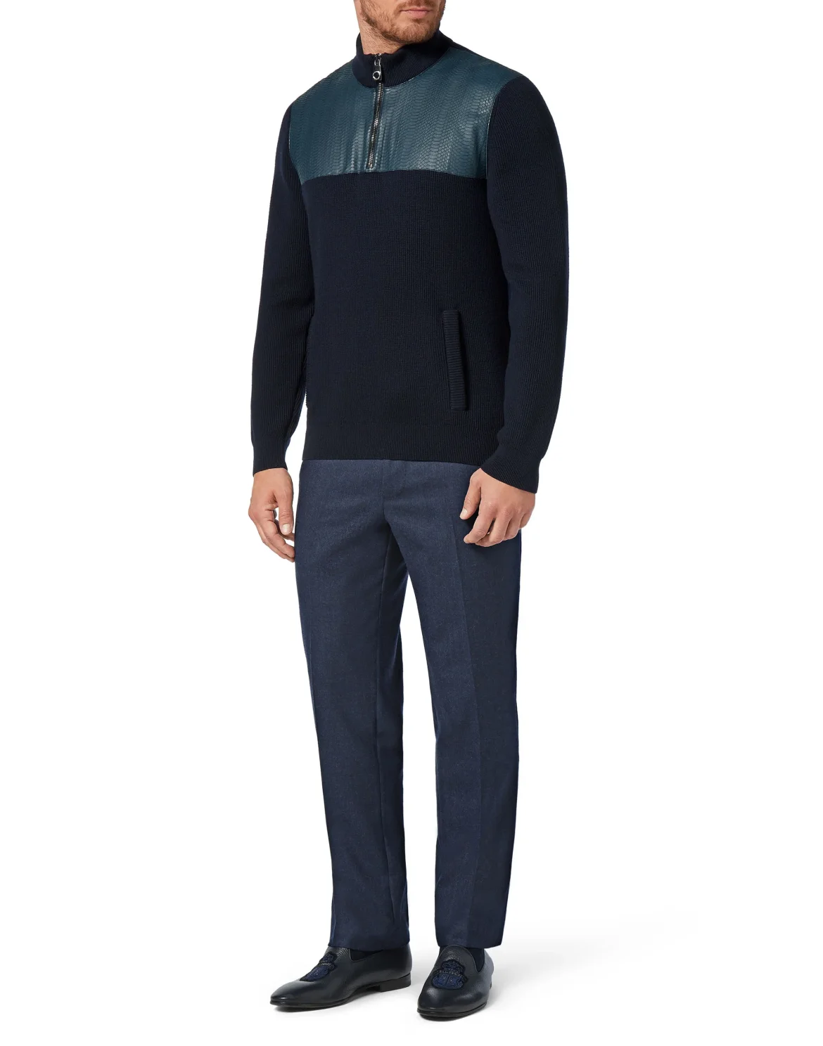 Pullover zip mock Luxury, цвет: Синий