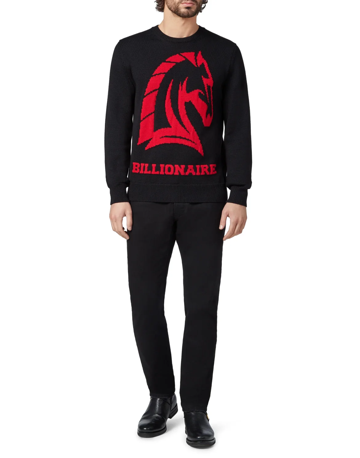 Pullover Round Neck LS Horses, цвет: Черный