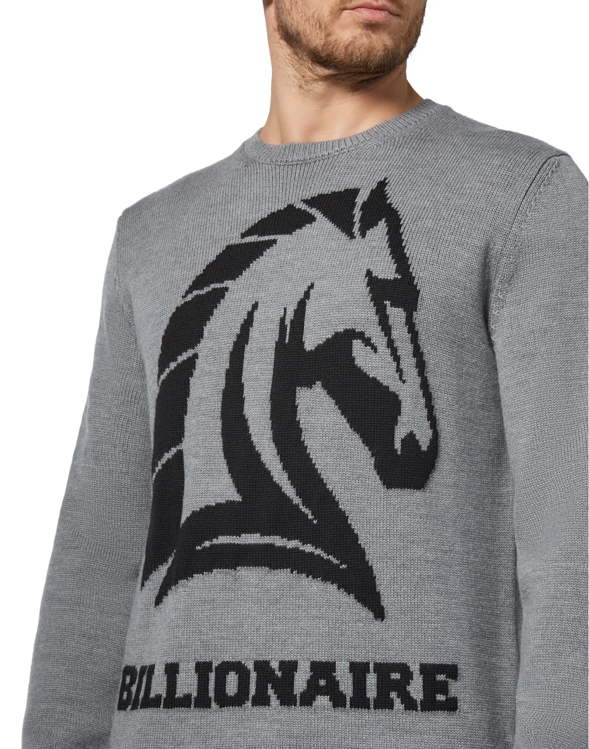 Pullover Round Neck LS Horses, цвет: Серый