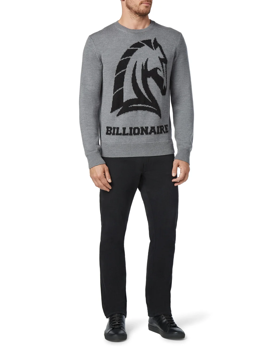 Pullover Round Neck LS Horses, цвет: Серый