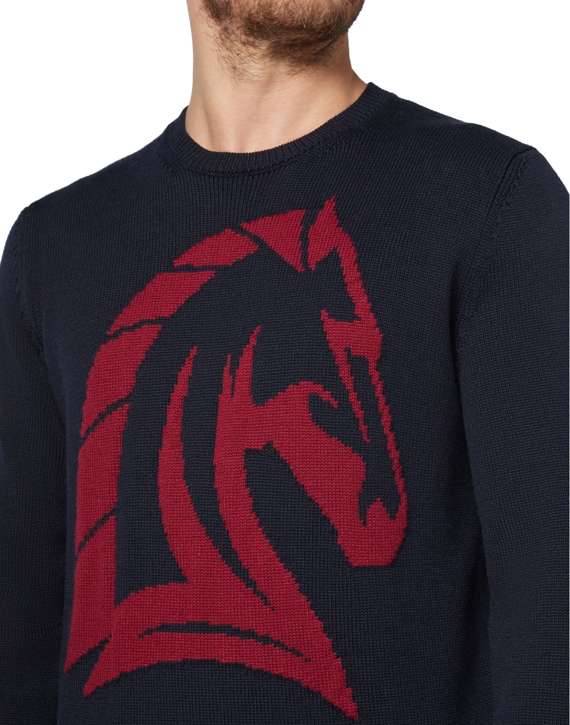 Pullover Round Neck LS Horses, цвет: Синий