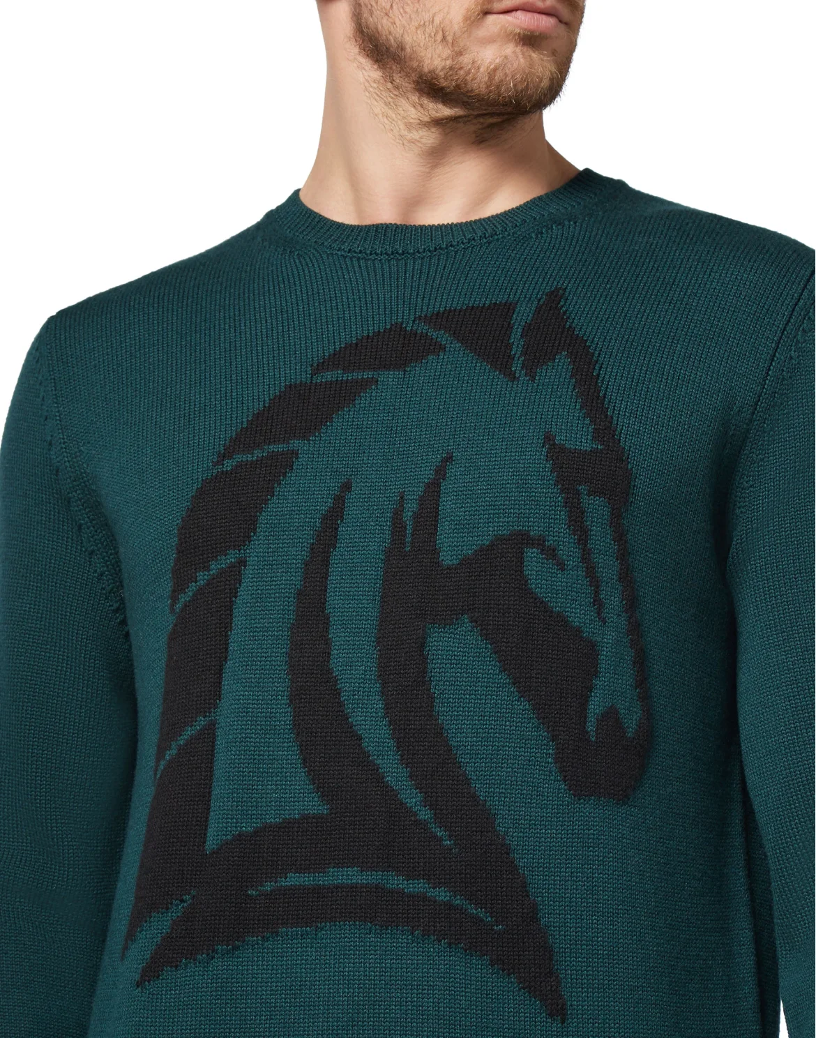 Pullover Round Neck LS Horses, цвет: Синий