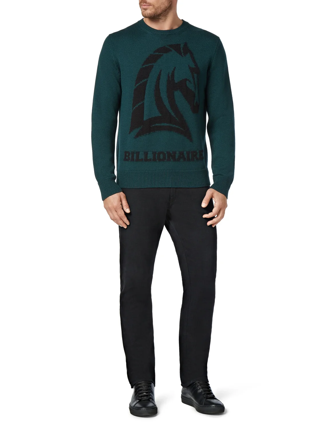 Pullover Round Neck LS Horses, цвет: Синий