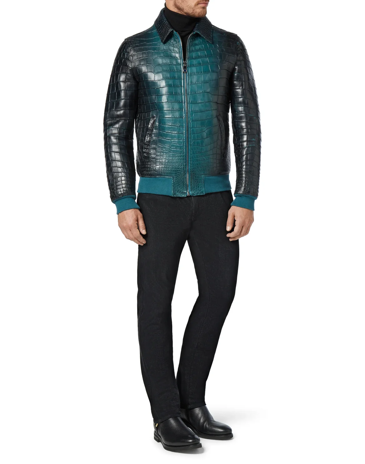 Leather Bomber Luxury, цвет: Синий