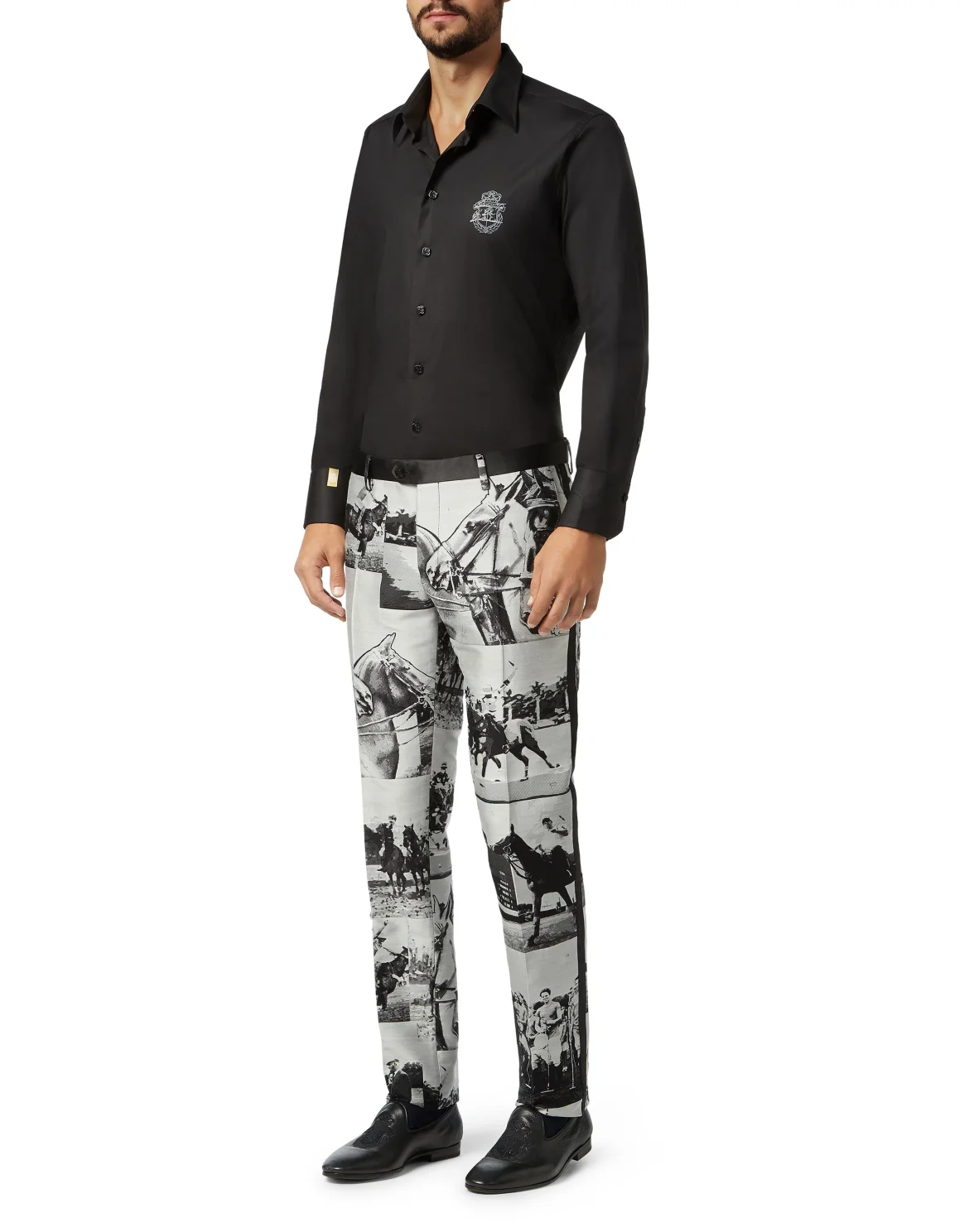 Slim Trousers Horses, цвет: Черный