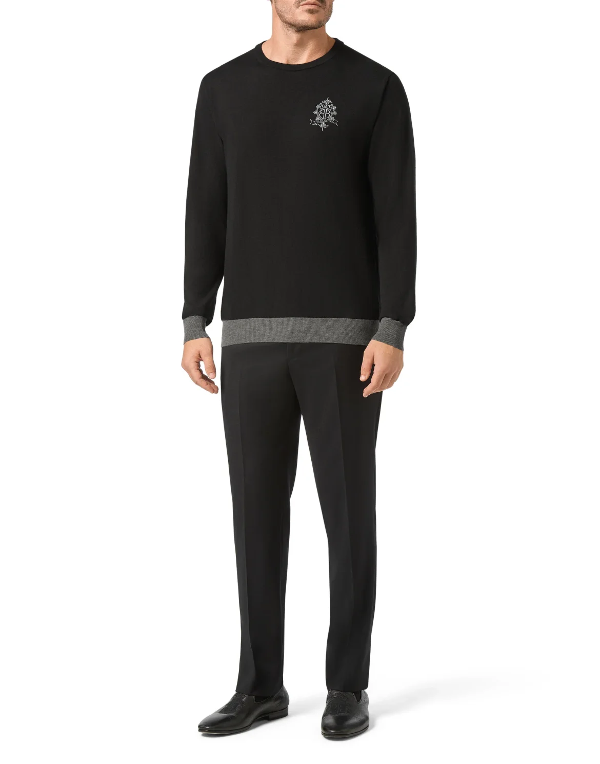 Pullover Round Neck LS Crest, цвет: Черный