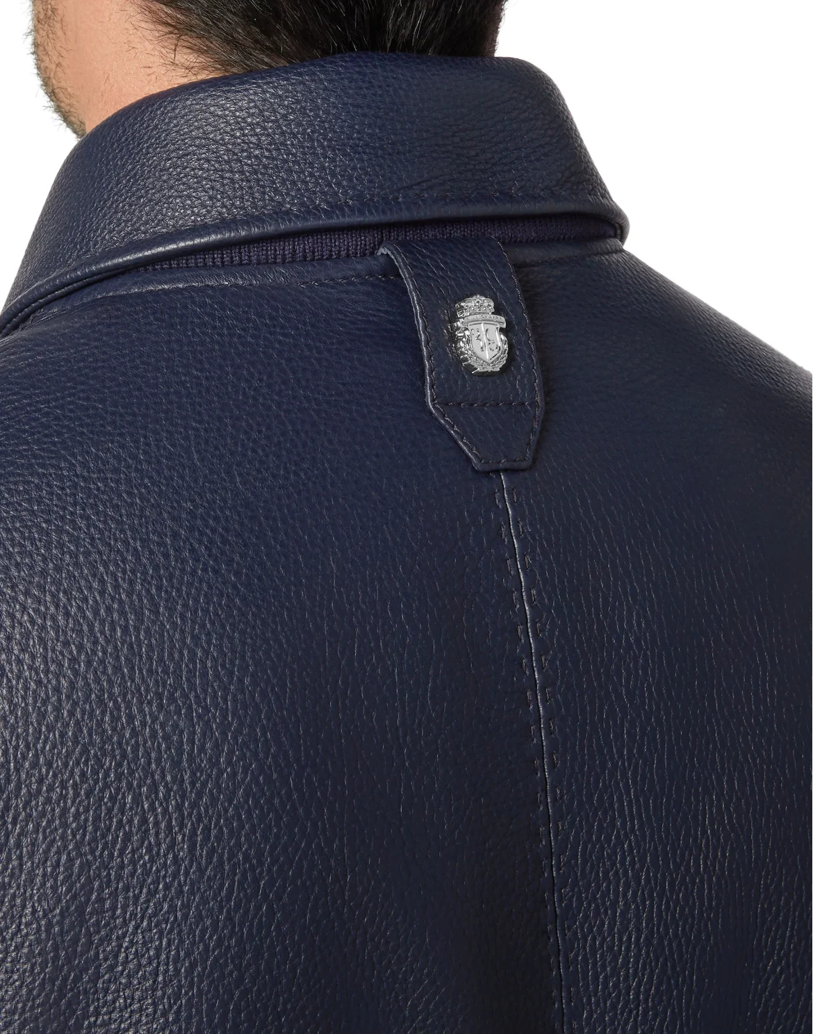 Leather Jacket with Fur Luxury, цвет: Синий