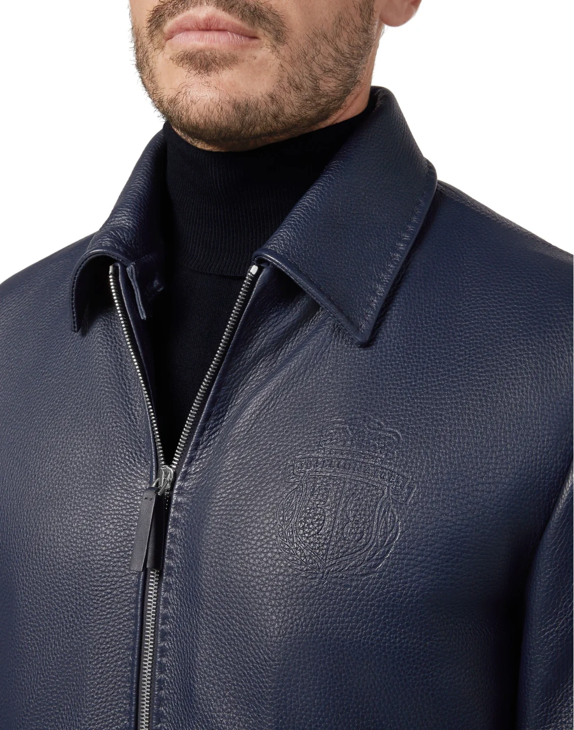 Leather Jacket with Fur Luxury, цвет: Синий