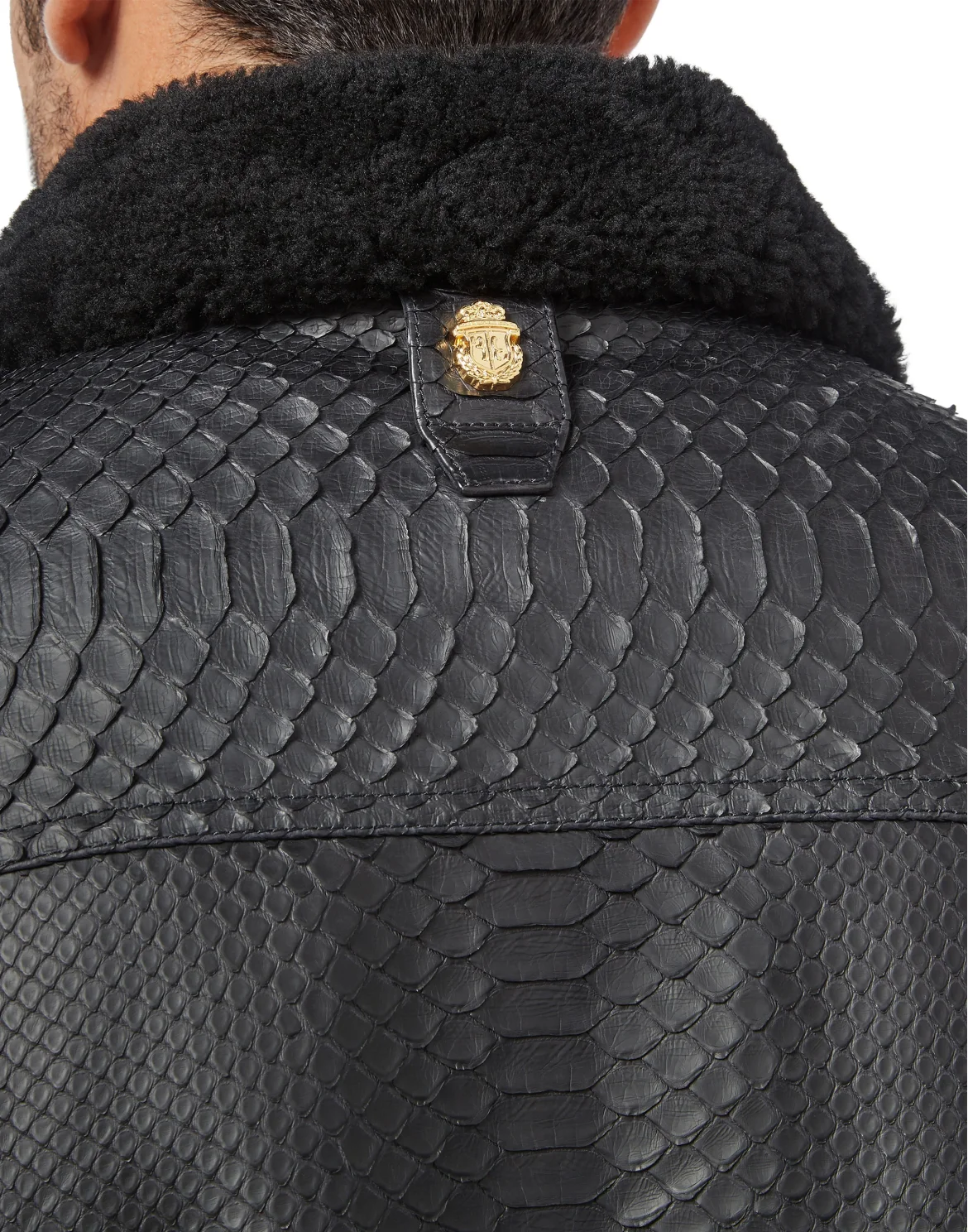 Leather Jacket with Python Luxury, цвет: Черный