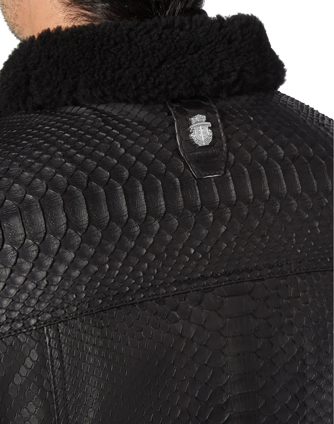Leather Jacket with Python Luxury, цвет: Черный
