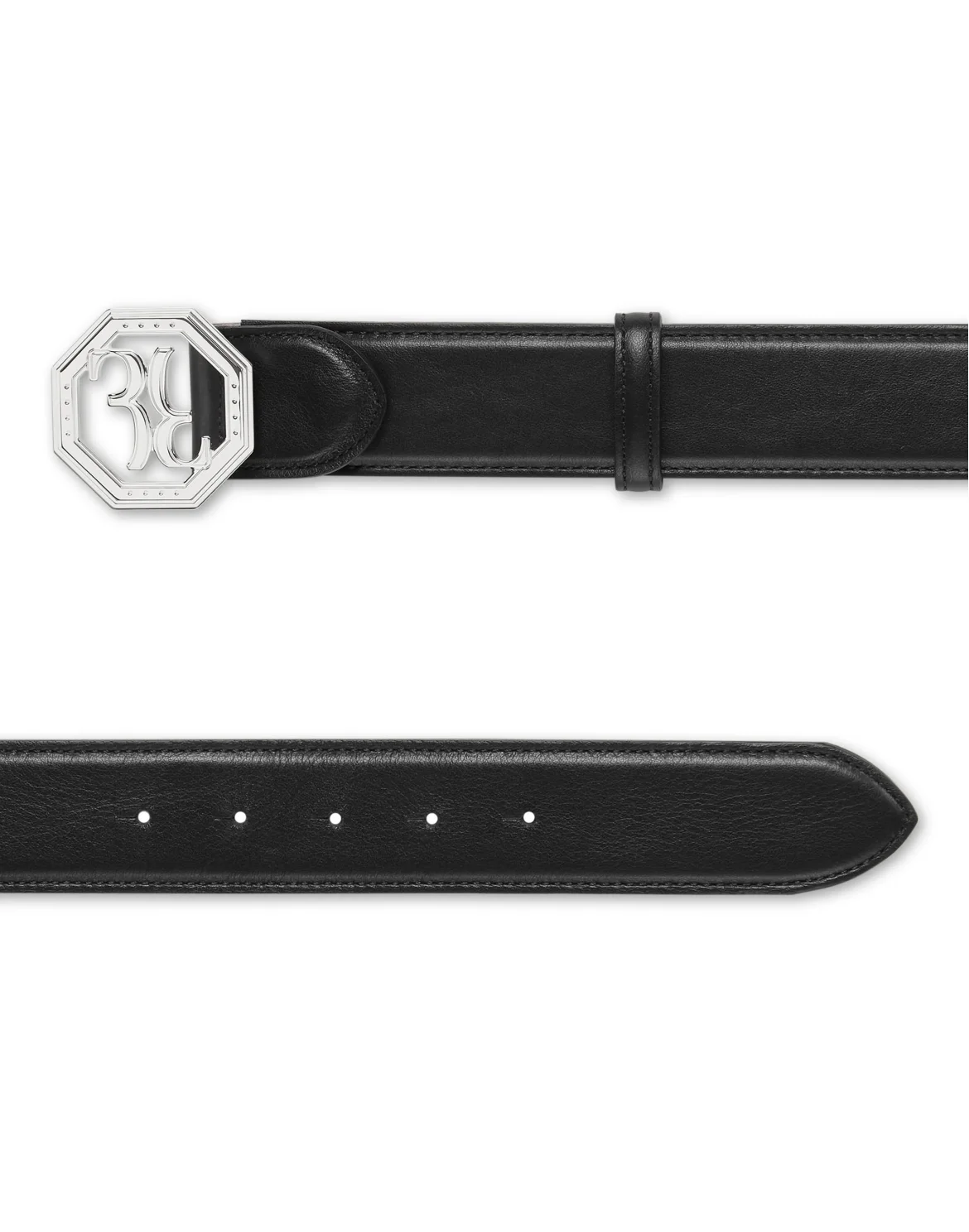 Leather Belt Double B, цвет: Черный