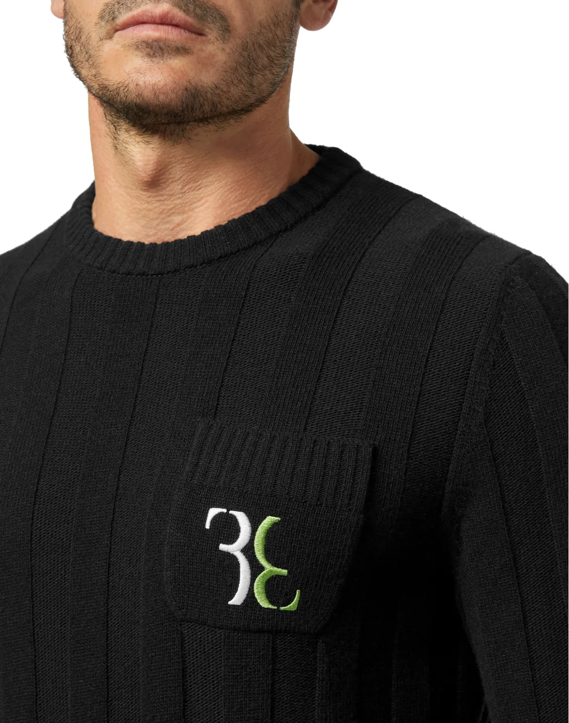 Wool Pullover Round Neck LS Double B, цвет: Черный