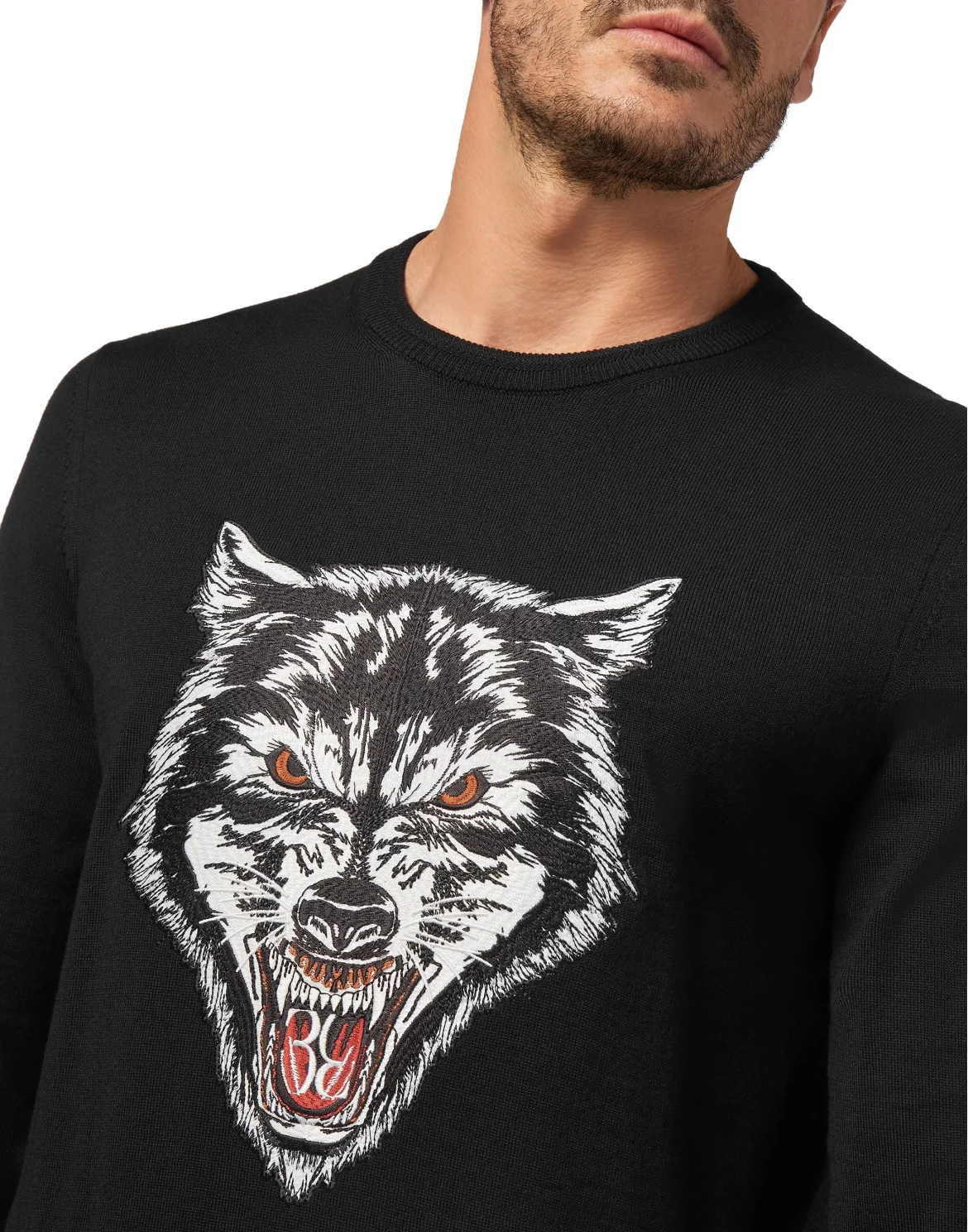 Wool Pullover Round Neck LS Wolf, цвет: Черный