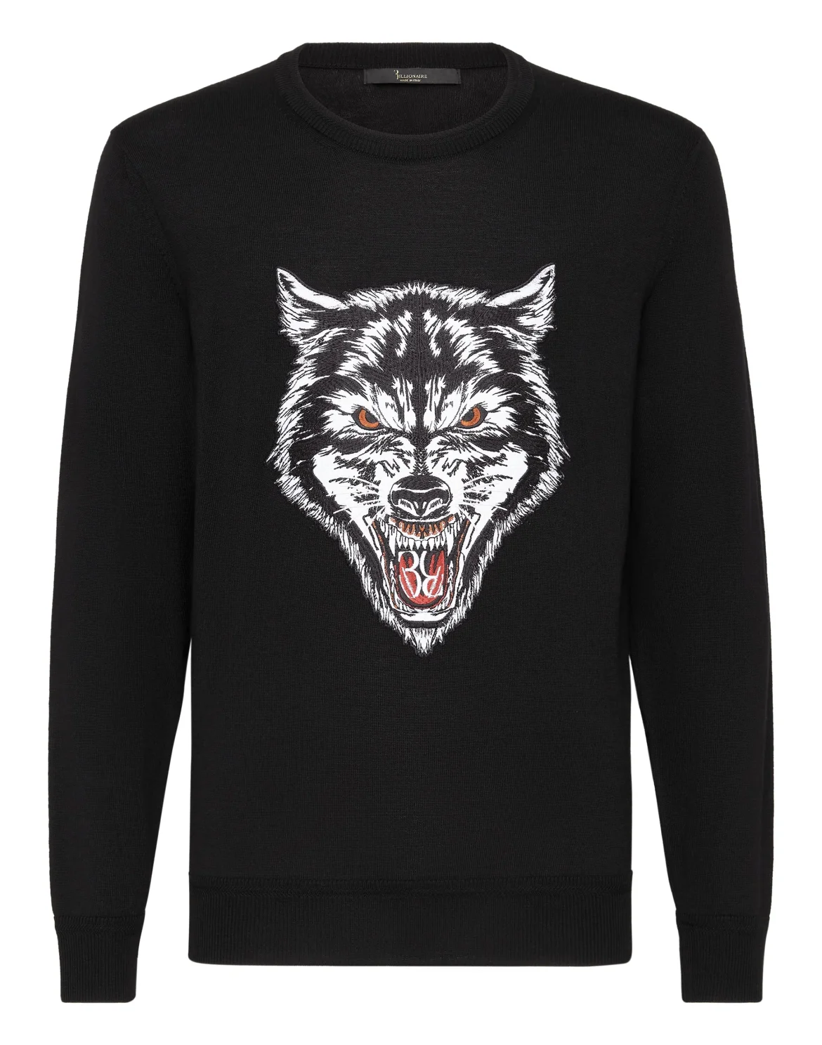 Wool Pullover Round Neck LS Wolf, цвет: Черный