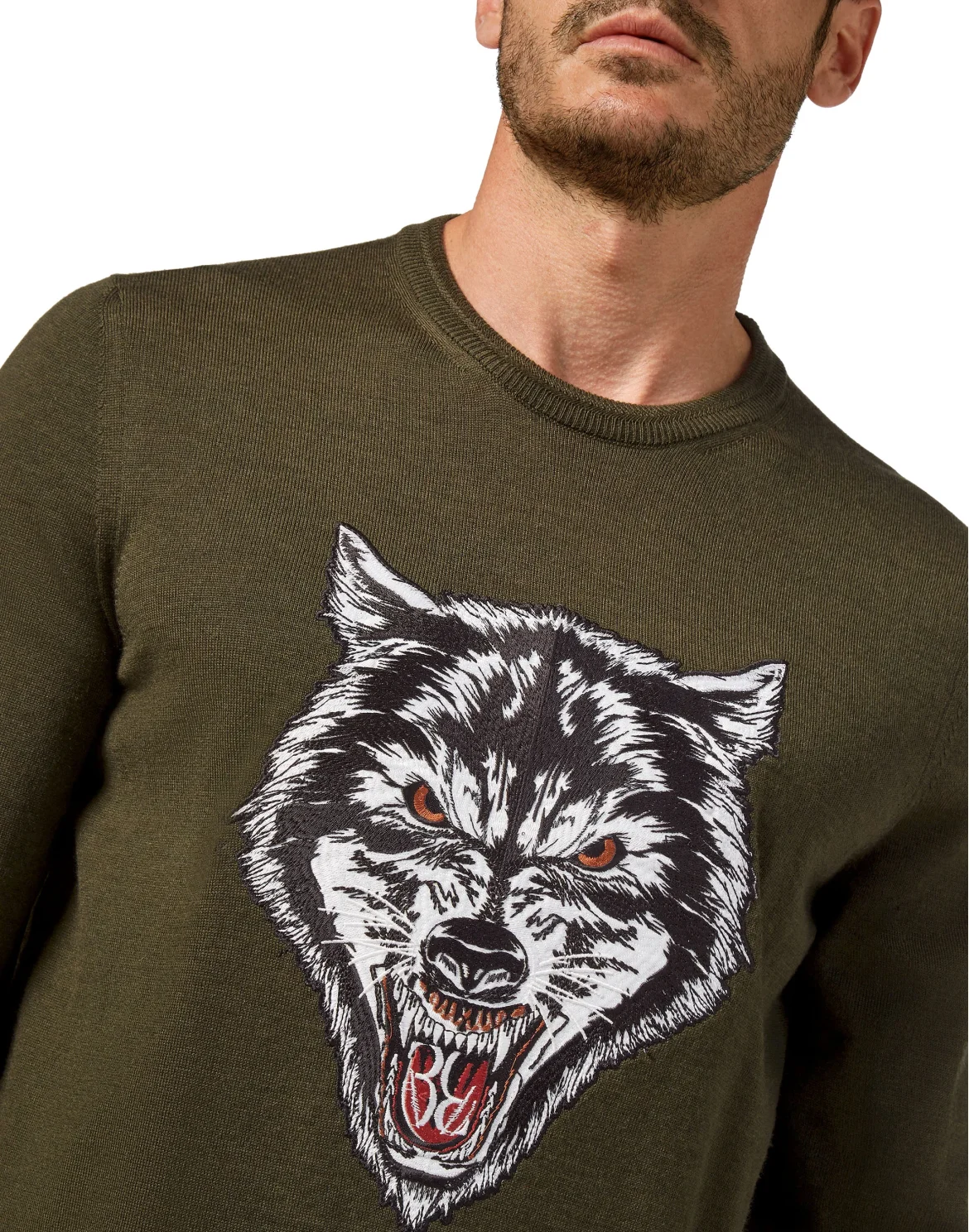 Wool Pullover Round Neck LS Wolf, цвет: Камуфляж