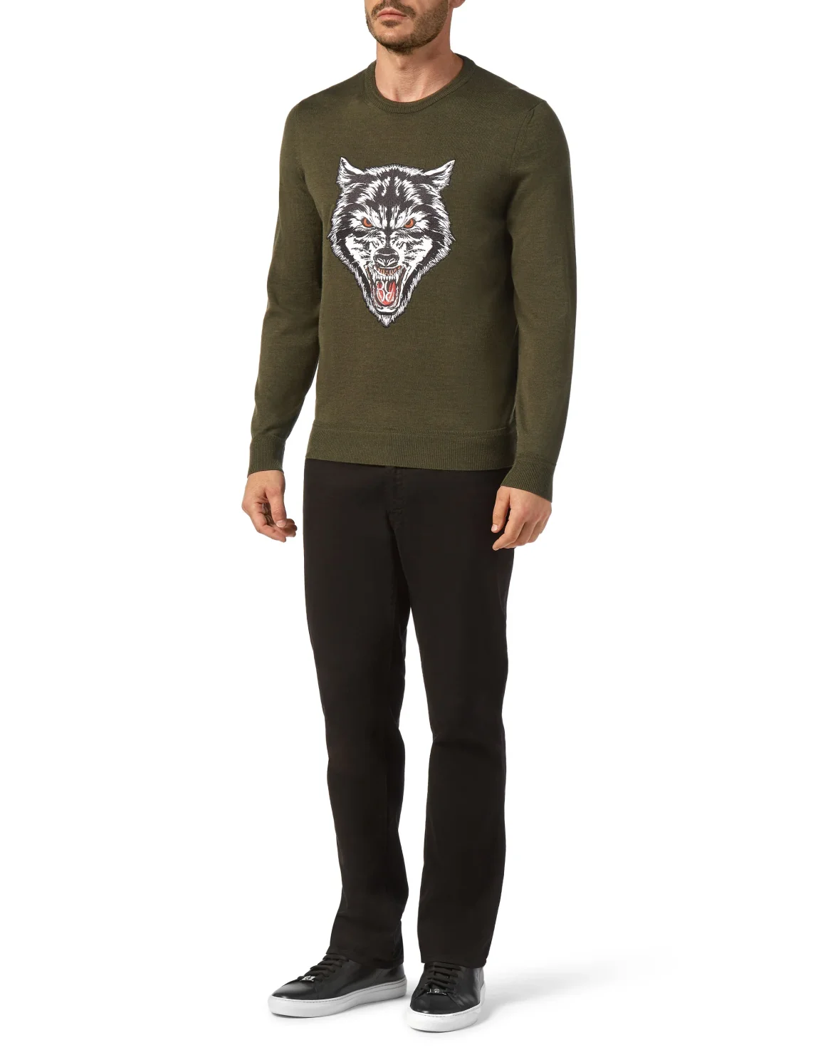 Wool Pullover Round Neck LS Wolf, цвет: Камуфляж