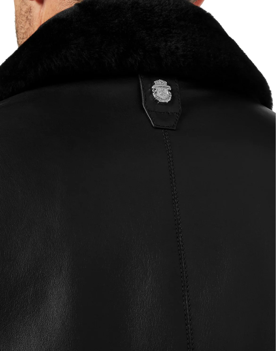 Leather Blouson with fur collar Crest, цвет: Черный