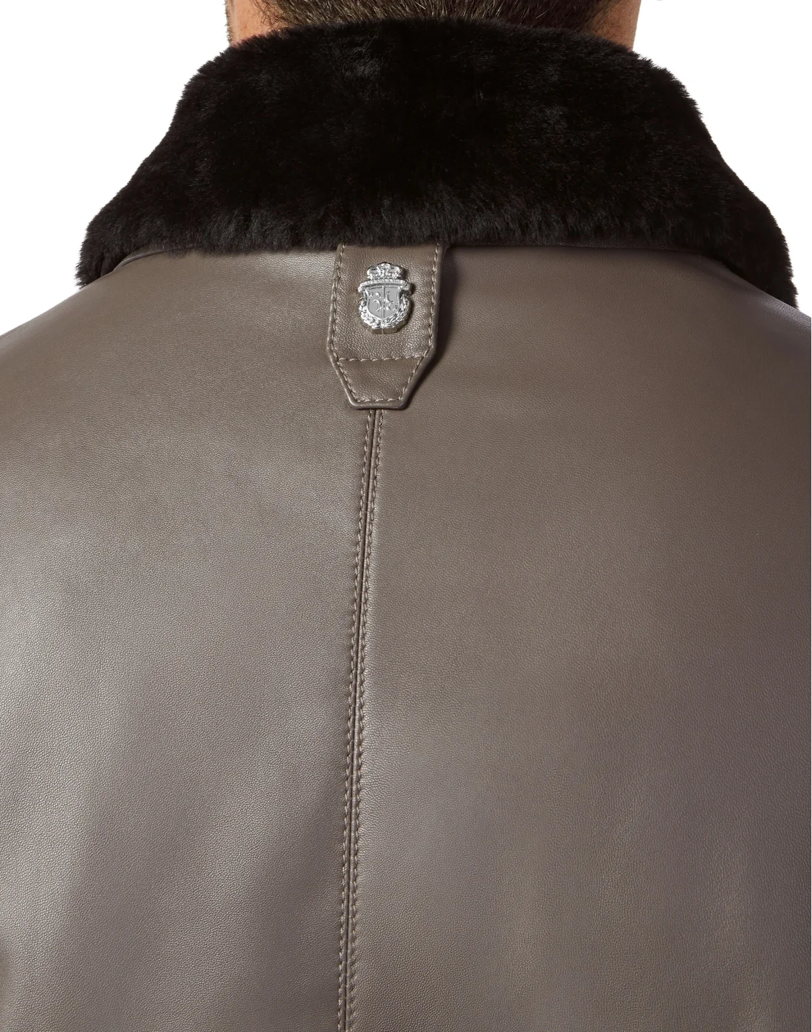 Leather Blouson with fur collar Crest, цвет: Серый