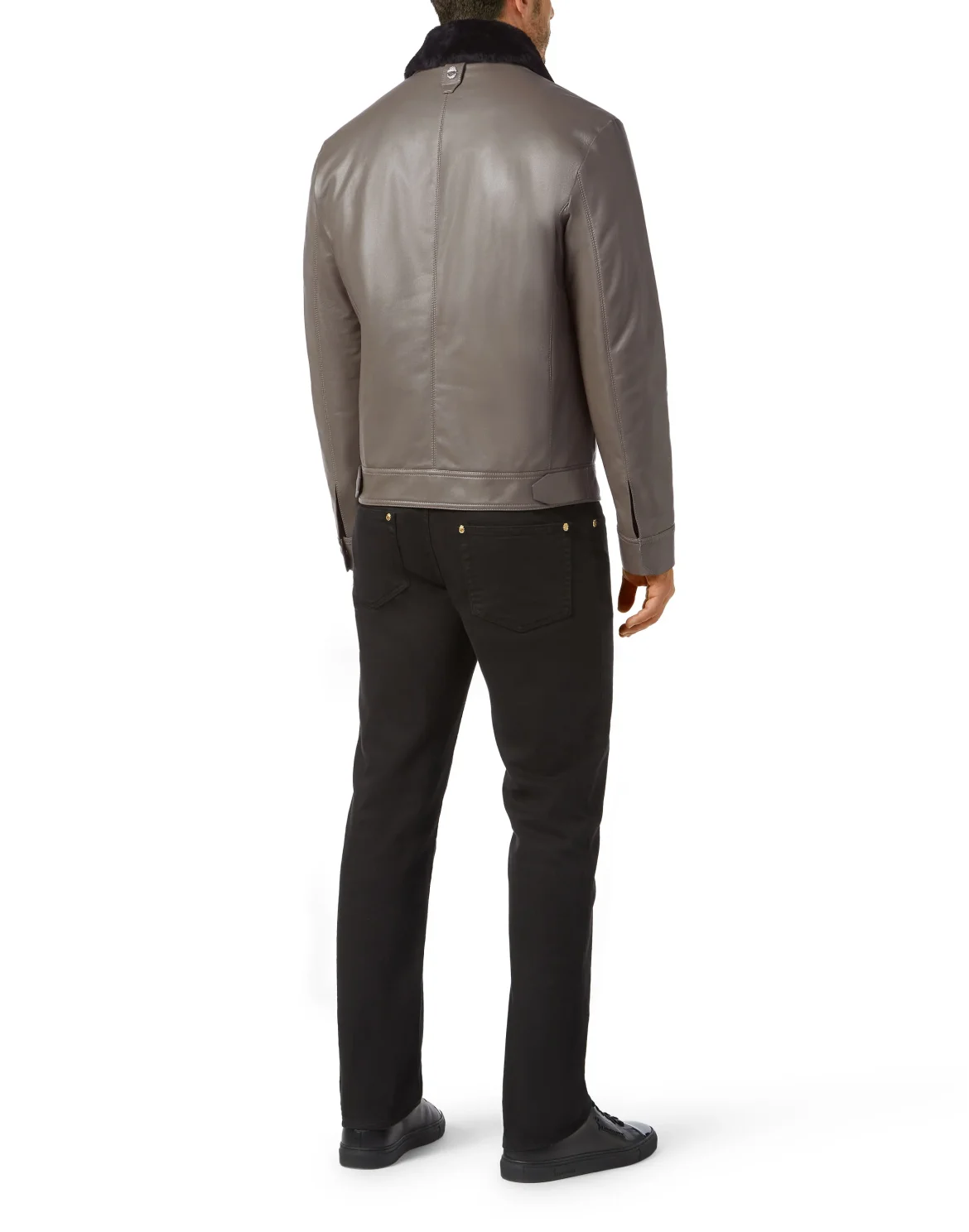 Leather Blouson with fur collar Crest, цвет: Серый
