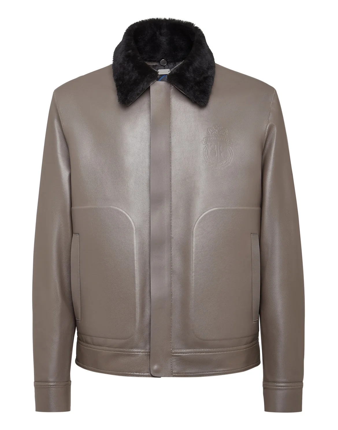 Leather Blouson with fur collar Crest, цвет: Серый