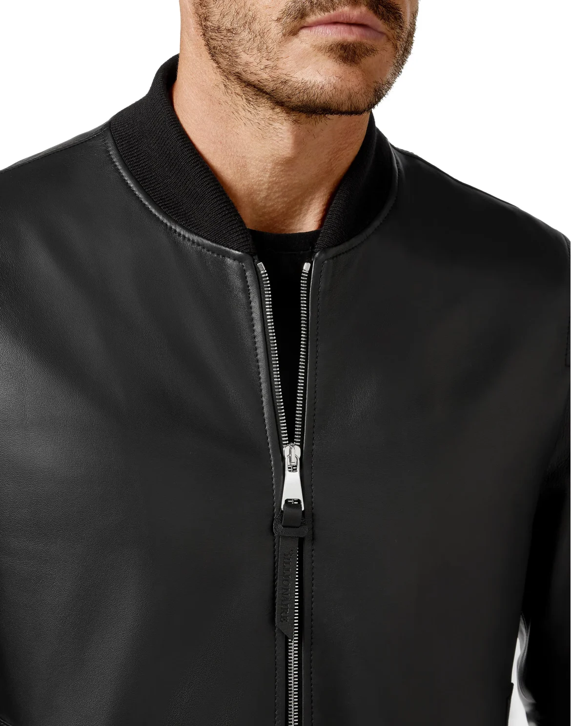 Leather Bomber Wolf, цвет: Черный