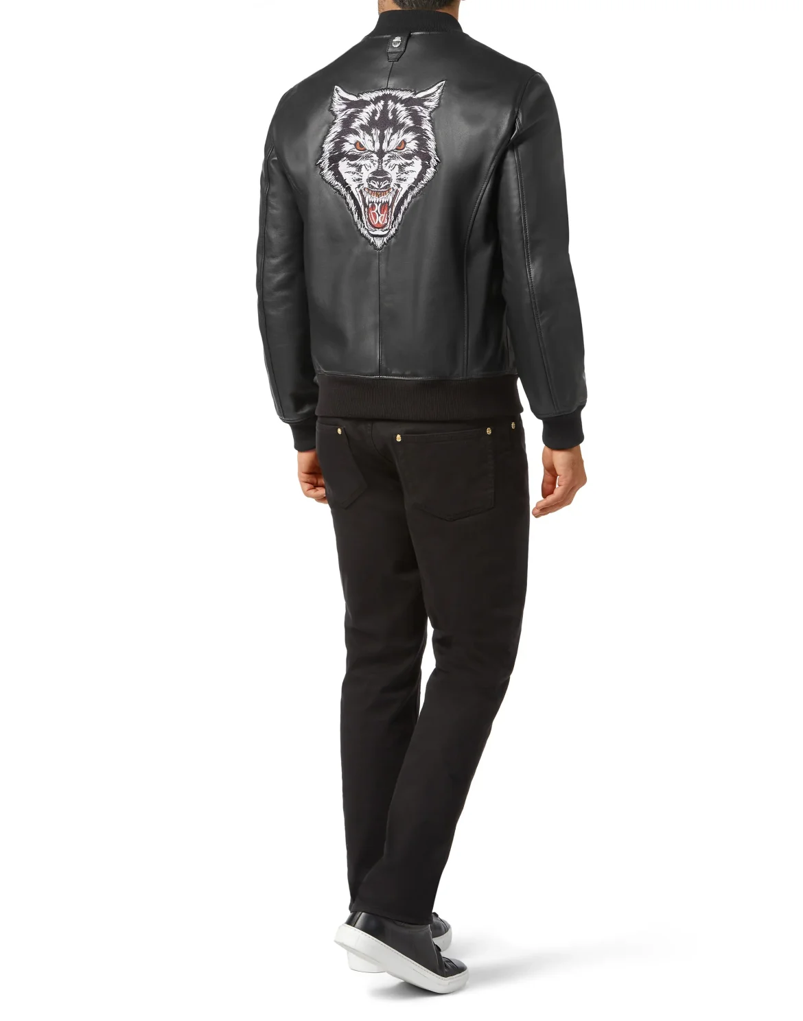Leather Bomber Wolf, цвет: Черный