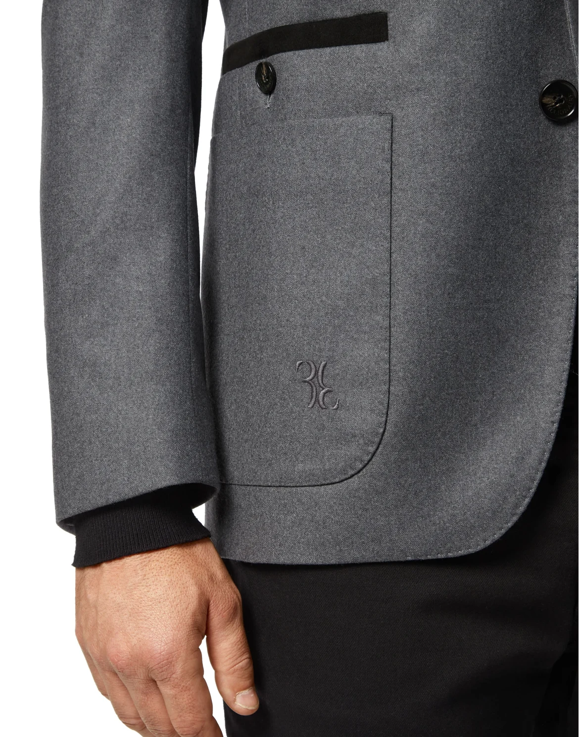Wool Blazer Tailored Fit suede inserts Double B, цвет: Серый