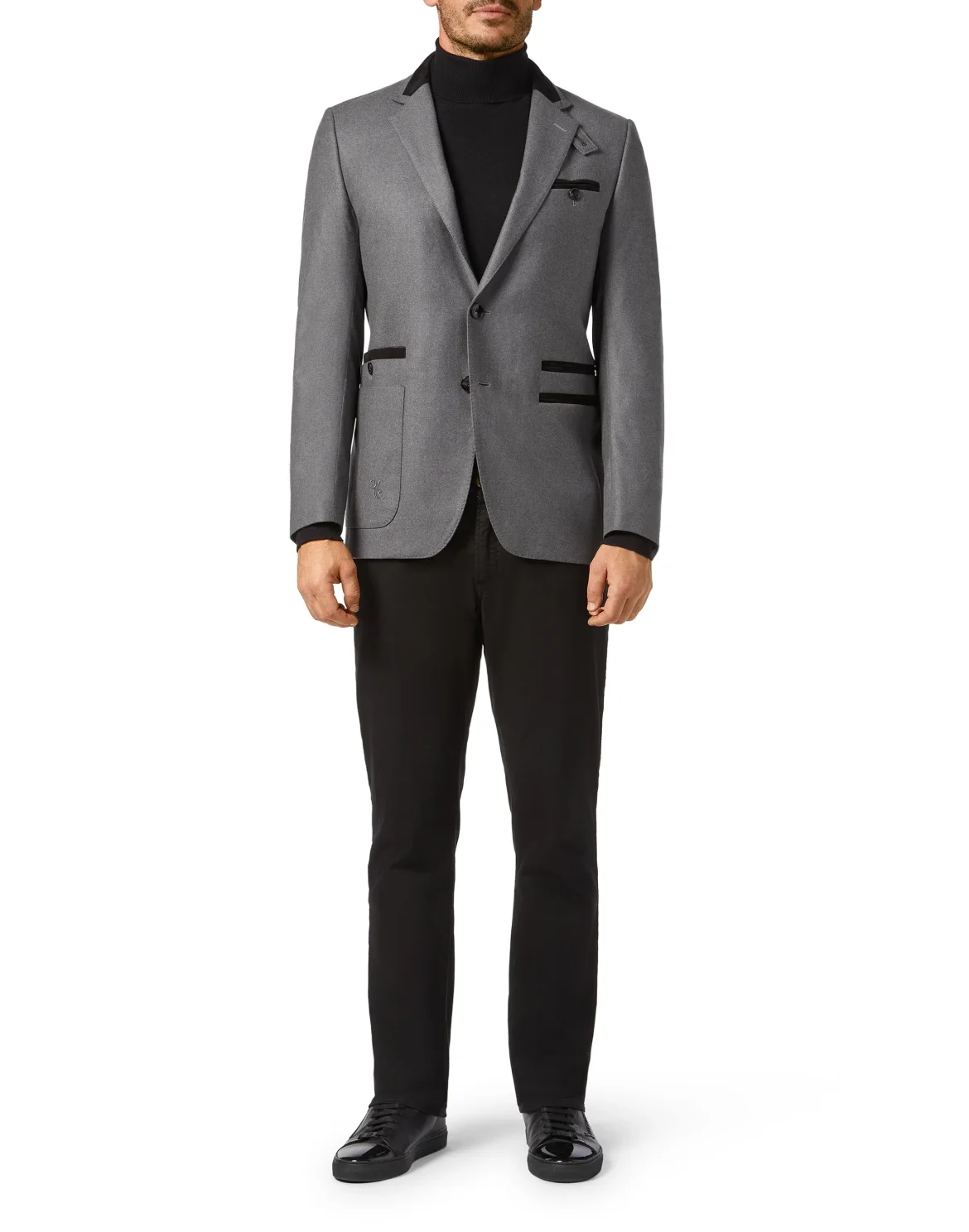 Wool Blazer Tailored Fit suede inserts Double B, цвет: Серый